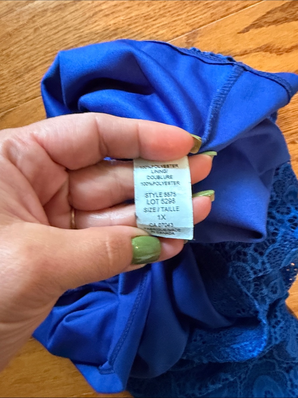 mandee Royal Blue Lace Cap-Sleeve Top - Picture 6 of 6